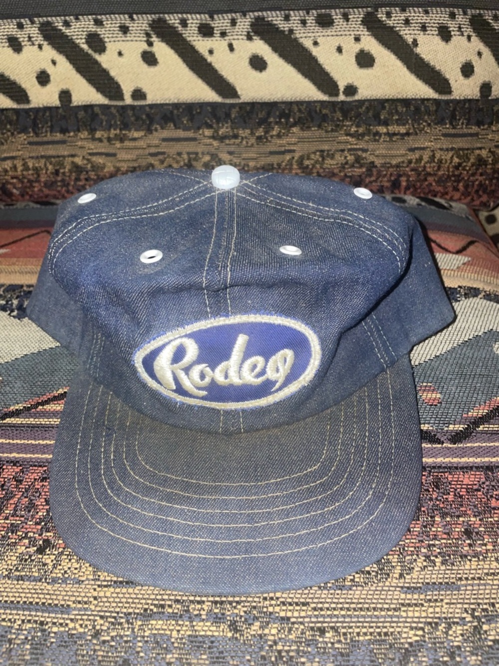 Vintage Rodeo Navy Denim Baseball Cap